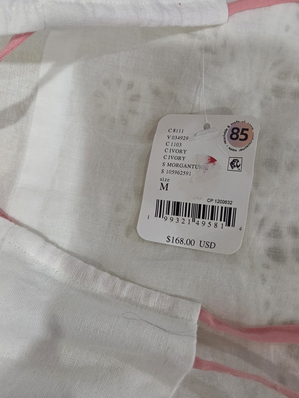 Free People morgan White Eyelet Embroidered Tank with Pink Tie Straps - Picture 5 of 6
